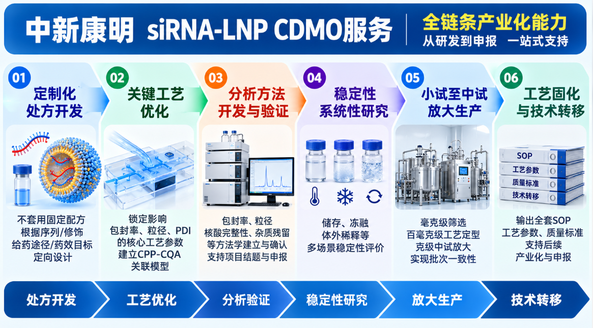 siRNA LNP CDMO服务，围绕包封率与粒径开展处方优化