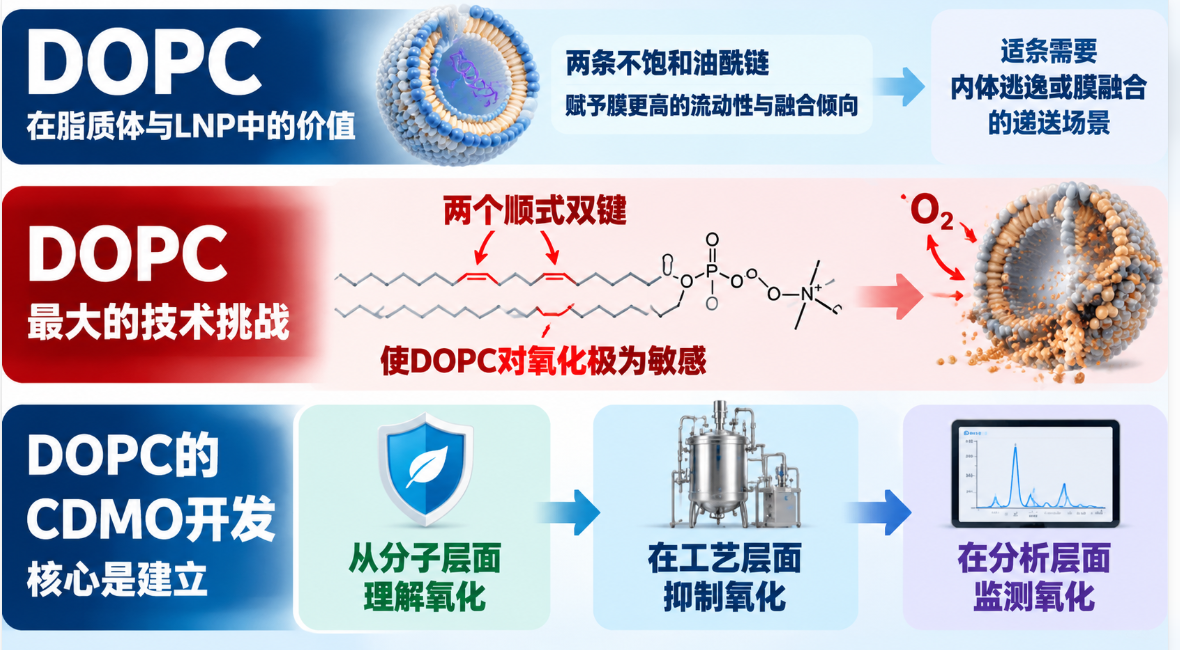 DOPC磷脂CDMO开发:氧化机制解析与稳定性控制策略 DOPC磷脂CDMO开发:氧化机制解析与稳定性控制策略