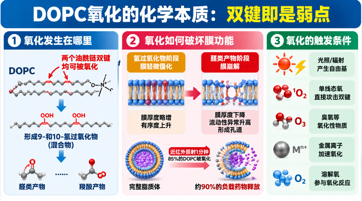 DOPC氧化的化学本质:双键即是弱点 DOPC氧化的化学本质:双键即是弱点