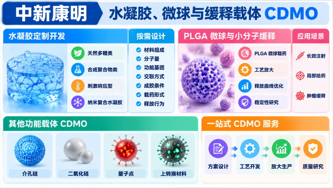 水凝胶、微球与缓释载体 CDMO 水凝胶、微球与缓释载体 CDMO